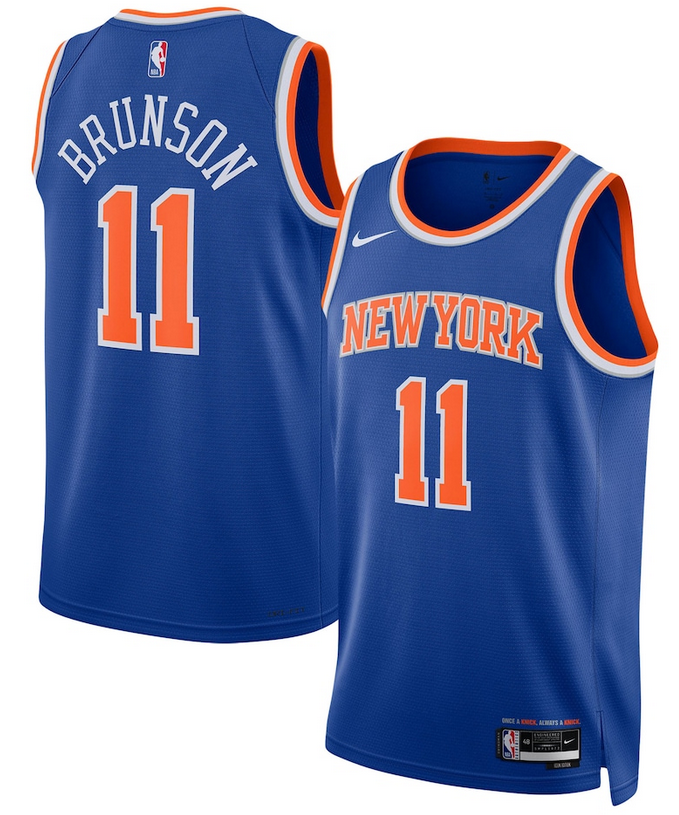 Men New York Knicks #11 Jalen Brunson blue Nike Unisex 2026 NBA Finals Patch Swingman Jersey 03